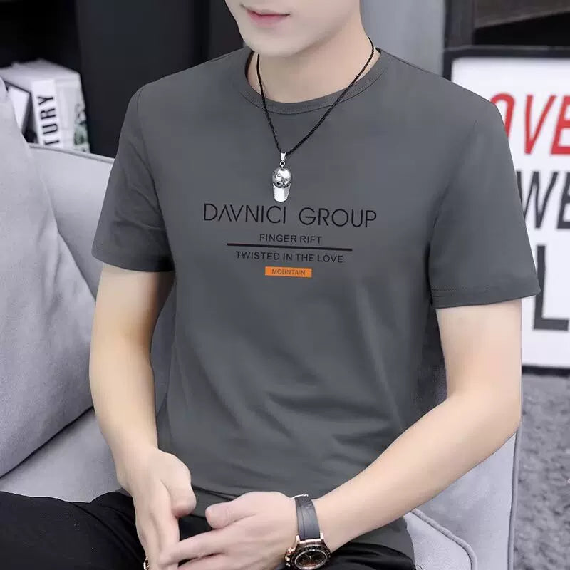 Guangzhou Thirteen Lines Kişi Qısaqol T-shirt Yay 2024 Yeni Buz İpək Üst Yarımqol Kişi T-shirt Geyimi