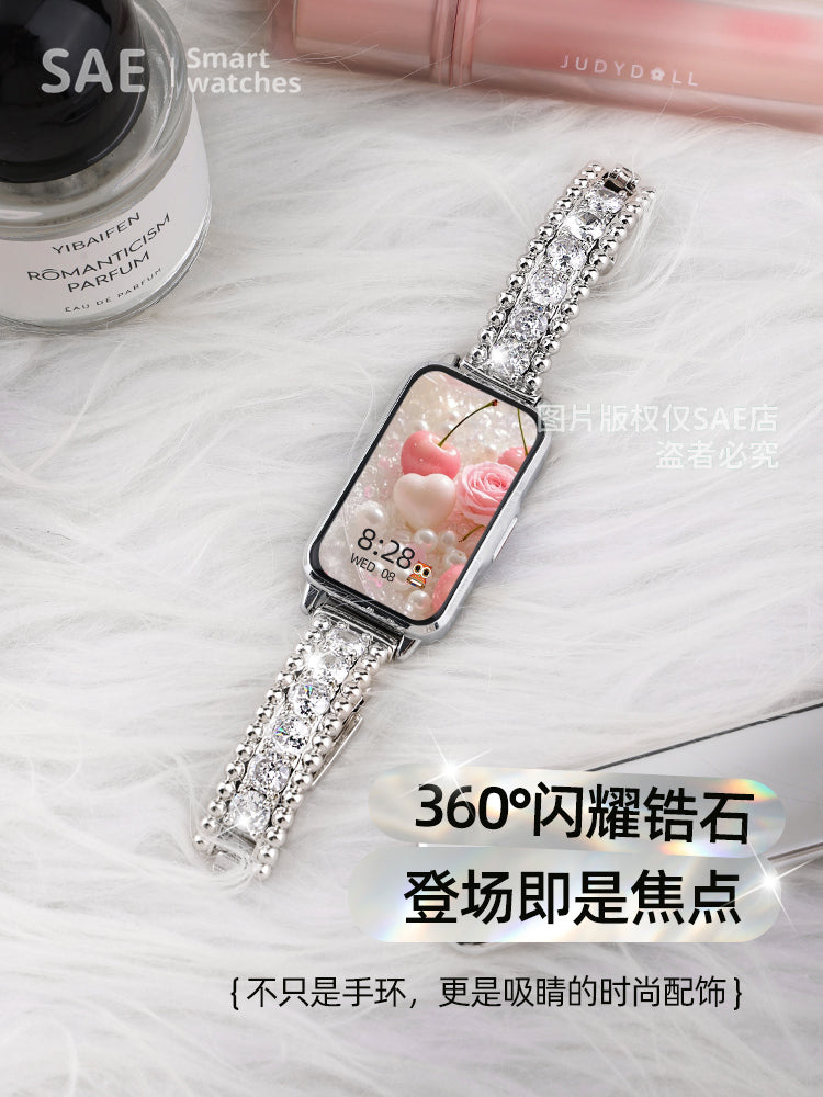 Ağıllı saat 9pro qadın ürək dərəcəsi yuxu çox funksiyalı tam almaz muncuq sirkon moda tələbə idman qolbağı