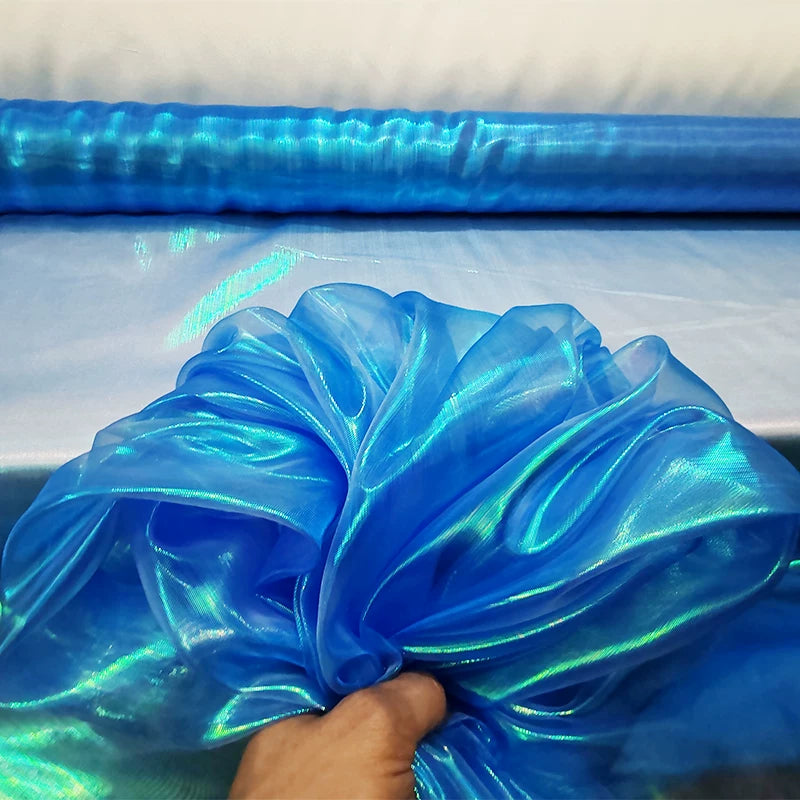 Lazer Simfonik Gradient Rəngli Mesh Organza Parça Fairy Şal Hanfu Paltar Səhnə Fonu Rəng Dəyişən Parça
