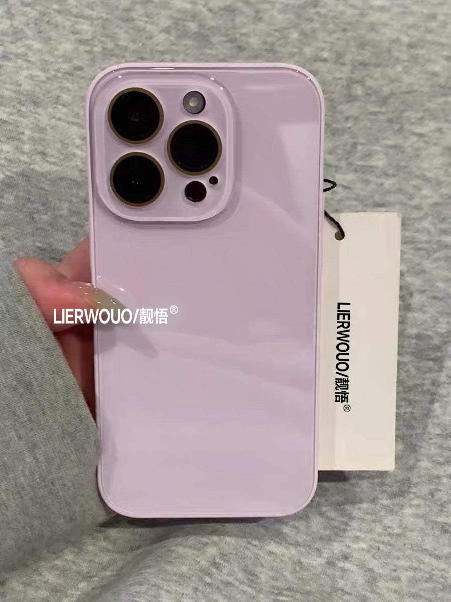 Apple 16promax mobil telefon qutusu üçün uyğundur iphone17 buz macaron şüşə qutu 14 sadə yeni stil 13 internet məşhur qadın modeli 14pro hər şey daxil obyektiv 15pro isti model 16pro mobil telefon qutusu
