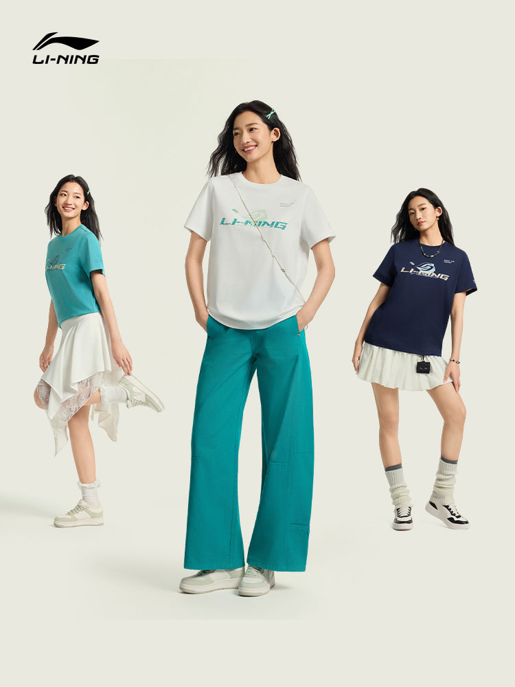 Li Ning Popsicle T | Buz ipək qısaqol qadın yay yeni çaplı qadın təsadüfi yarımqol köynək idman köynəyi