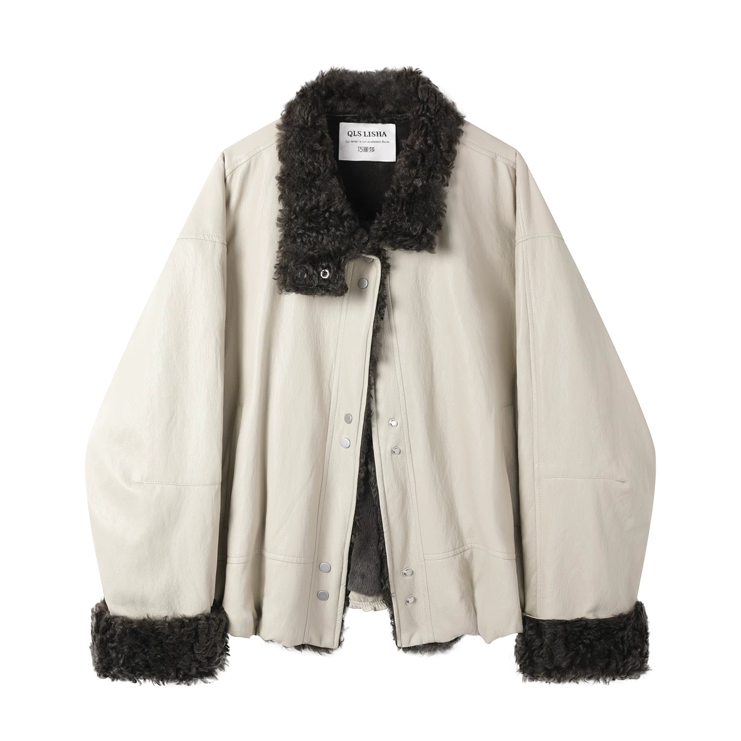 Chorissa Fransız Retro Dəri Qırxma Palto Qadın Payız və Qış Yun Astarlı Qalınlaşdırılmış 2025 Yeni Çoxfunksiyalı Gödəkçə