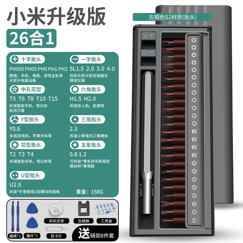 Dəqiq tornavida dəsti, mobil telefonlar, kompüterlər və noutbuklar üçün peşəkar təmir və sökülmə alətləri, toz təmizləyiciləri və kiçik məişət tornavidaları.