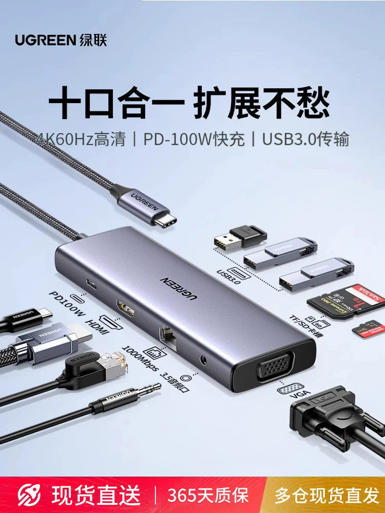 Green Alliance genişləndirmə dock typec genişləndirilməsi HDMI proyeksiya ekranı konvertasiyası USB splitter hub Thunderbolt 4 şəbəkə kabeli çox funksiyalı interfeys adapteri noutbuk iPad planşet mobil telefon aksesuarları