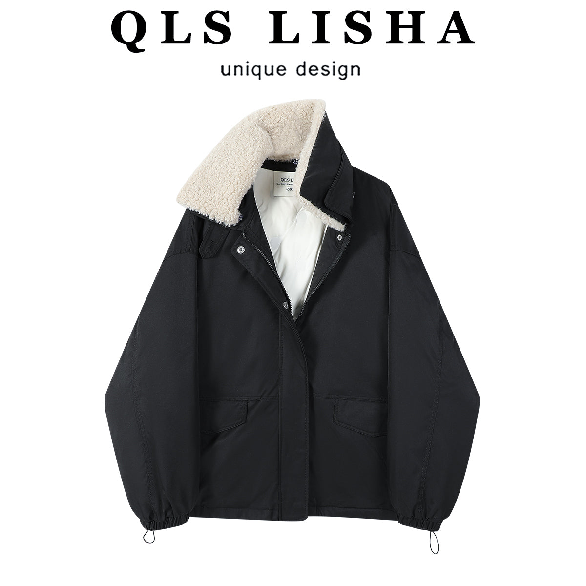 Chalisa Qış Qadınlar üçün Yüksək Səviyyəli Qəşəng Qısa Yüngül Qara Aşağı Gödəkçə, Unikal və Zərif Dizayn