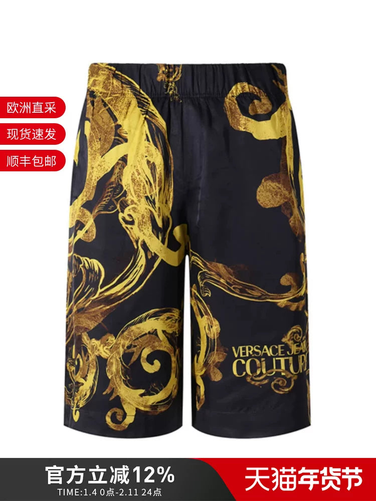 Versace VJC Kişilər üçün Boş Fit İdman Gündəlik Şalvar Şort Çimərlik Şortları Capri Şalvar 76GAD17W NS411