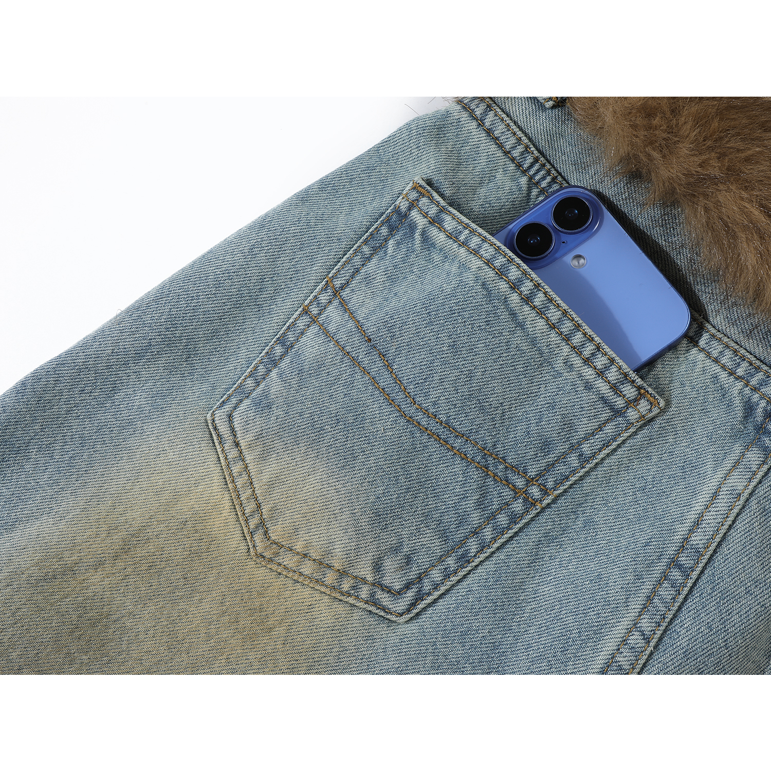 Chorissa Amerika üslubunda qadınlar üçün yüksək belli, qısaqol cins şalvar, payız və qış, unikal dizayn, retro, düz ayaq, boş forma, enli şalvar.