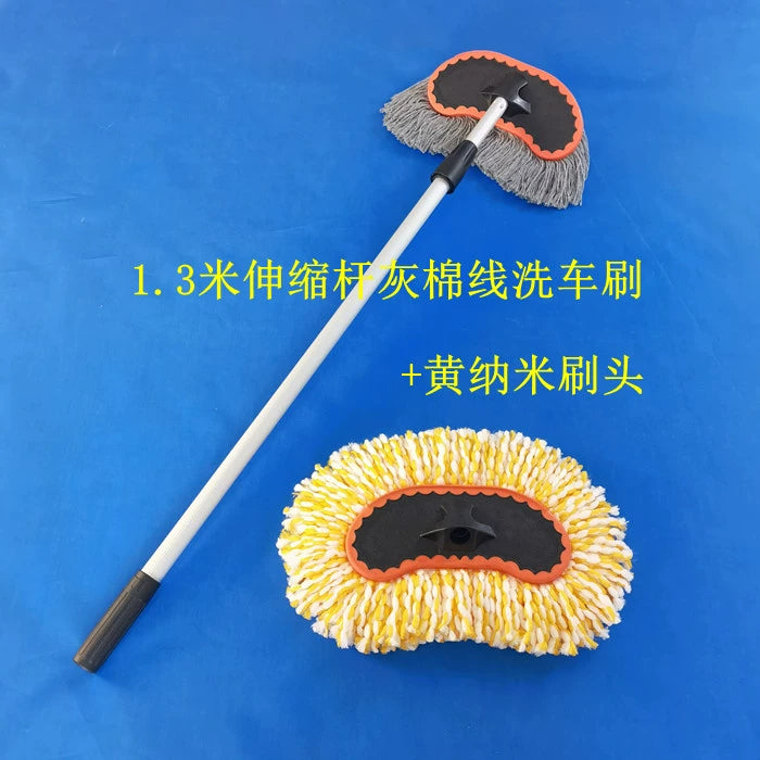 Uzun Alüminium Alaşımlı Genişləndirici Bağlantı Avtomobil Yuma Fırçası Yumşaq Yun Pambıq İpli Fantastik Mopping Aləti Avtomobil Tozlayıcı Mum Fırçası Baş Süd İpək Avtomobil Fırçası