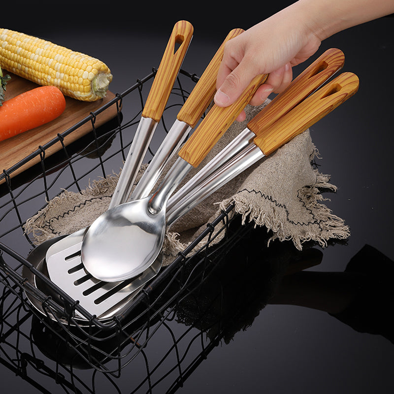 Paslanmayan poladdan yanmağa qarşı sapı spatula şorba qaşığı süzgəc bişirmə spatula düyü qaşığı mətbəx ləvazimat dəsti mətbəx məişət qızartma spatula qalınlaşmış
