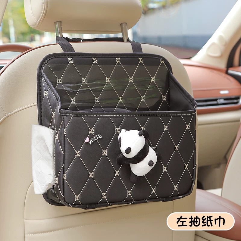 Cartoon style car tissue box, a multifunctional tissue organizer for the backs of car seats, is an essential item for organizing car interior items.