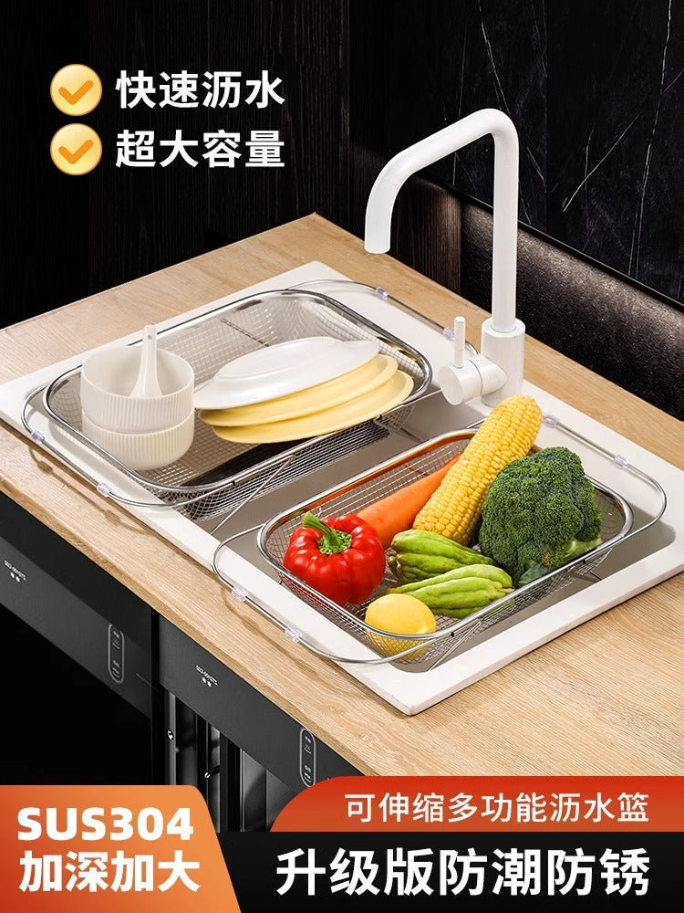 304 paslanmayan polad drenaj səbəti yeni lavabo drenaj rəfi qalınlaşdırılmış mətbəx tək lavabo drenaj səbəti məişət düyü yuyucu ələk