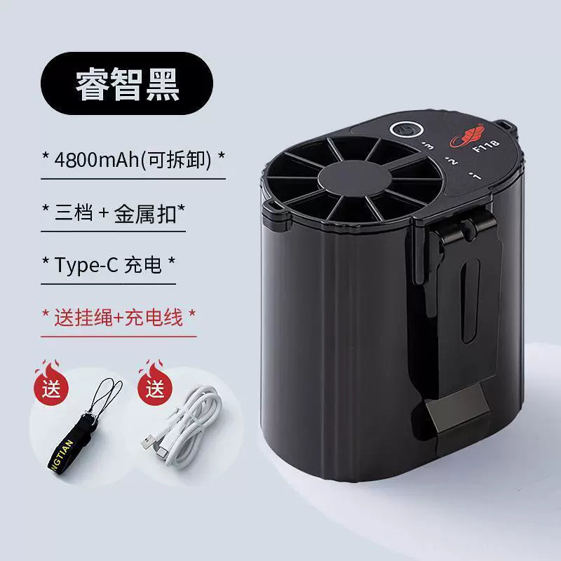 Gongtian böyük tutumlu asma bel və boyun portativ USB təkrar doldurulan portativ elektrikli fan yüksək külək F118