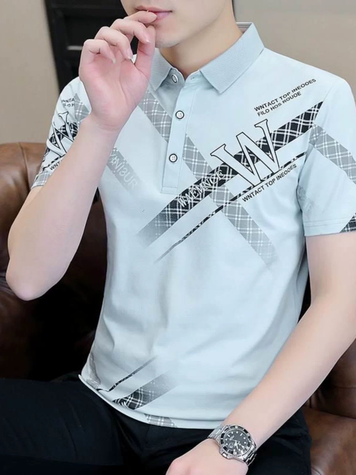 2026 Yay Yeni Kişi Pambıq Qısaqol T-Shirt Trendy Led POLO Köynək Kişi T-shirti Çaplı T-shirt Geyimi