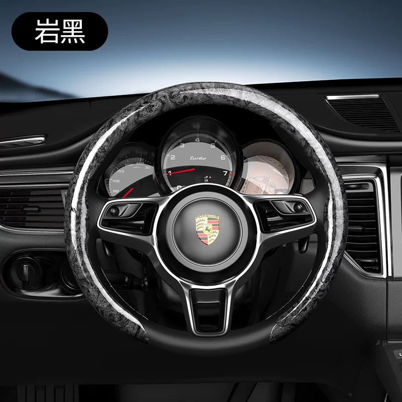 Car steering wheel cover, wood grain protective cover, anti-slip, ultra-thin, universal for all seasons, card-style carbon fiber texture, high quality.