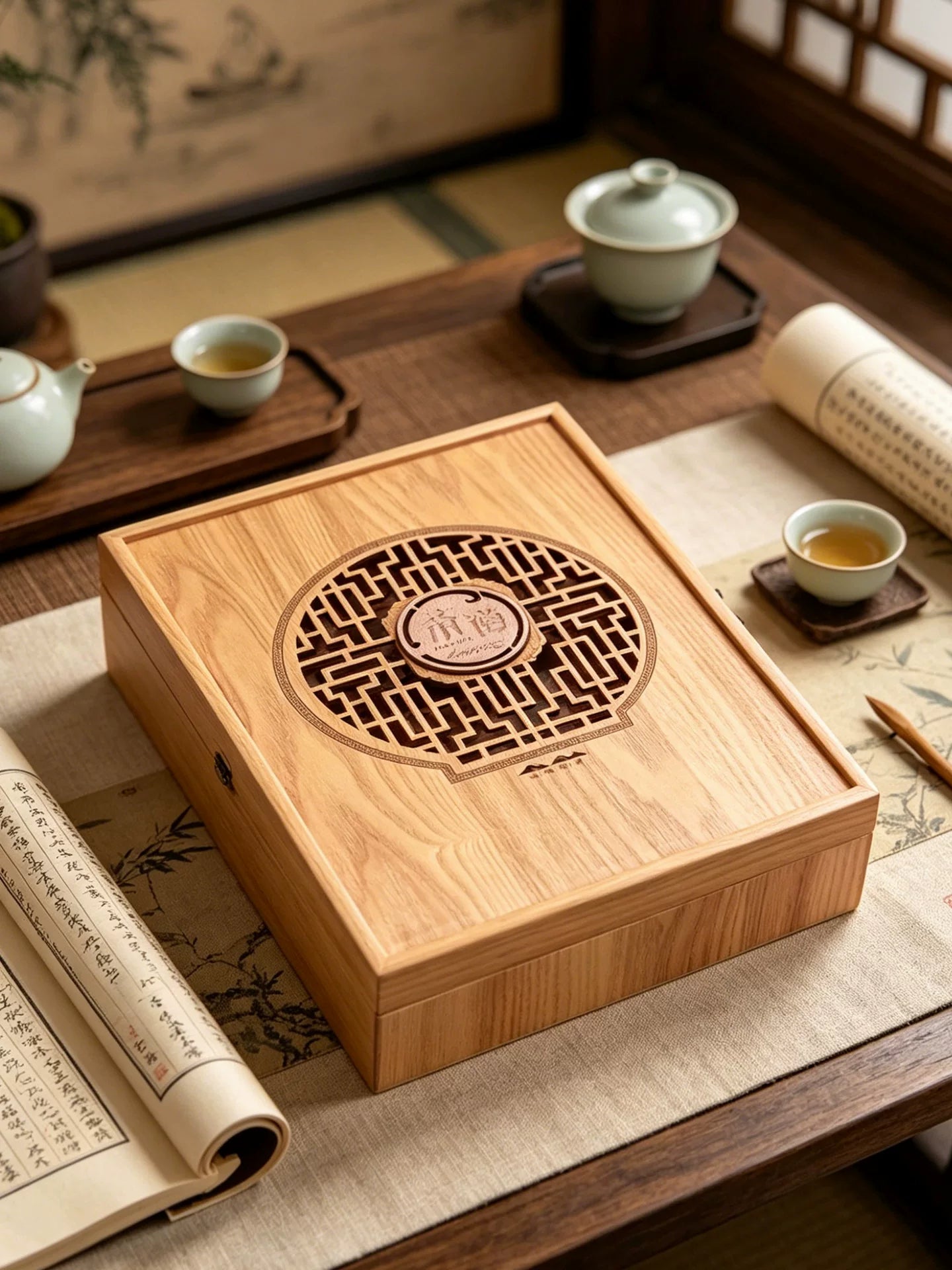 Universal çay qablaşdırma hədiyyə qutusu qalay taxta taxıl qara çay boş qutu Longjing qaya çayı yaşıl çay Biluochun hədiyyə qutusu