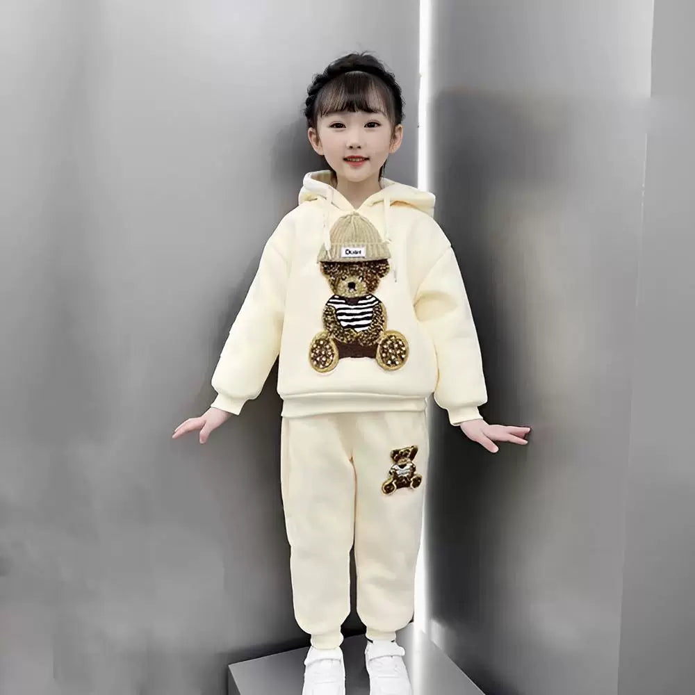 Koreya üslubunda qızlar üçün payız/qış üç hissəli dəst, dəbli, flis astarlı, qalınlaşdırılmış jilet və sviter, 2025-ci ilin yeni modeli.