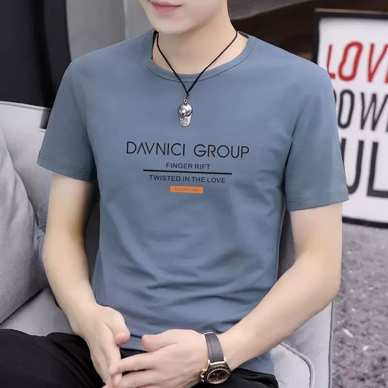 Guangzhou Thirteen Lines Kişi Qısaqol T-shirt Yay 2024 Yeni Buz İpək Üst Yarımqol Kişi T-shirt Geyimi