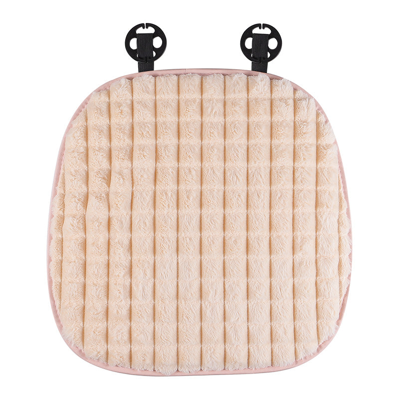 Soft warm lumbar support car seat cushion for winter, universal car interior back seat cover, non-slip car mat for women.