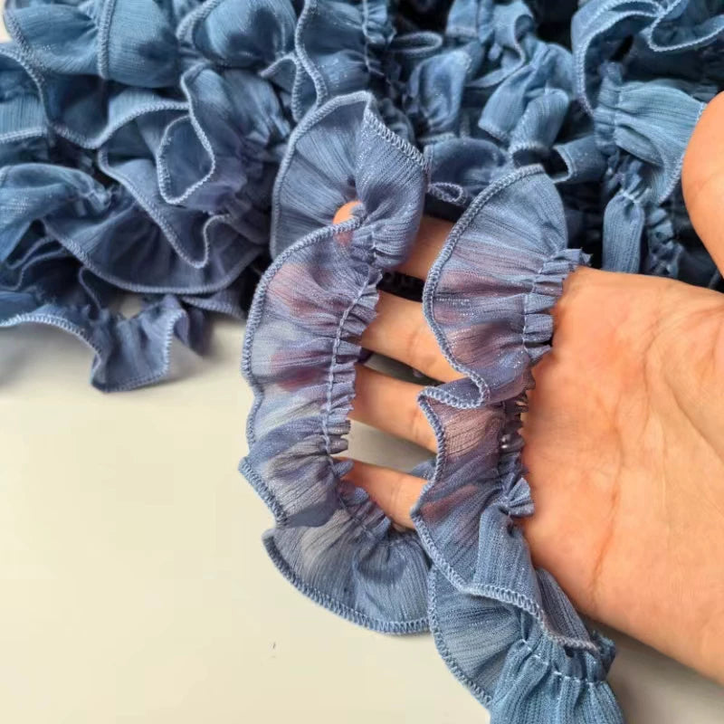 DIY gümüş iplik tək qat qatlı büzməli krujeva paltar palto ətək ətəyi yastıq yastığı saç sancağı çiçək bəzək aksesuarları