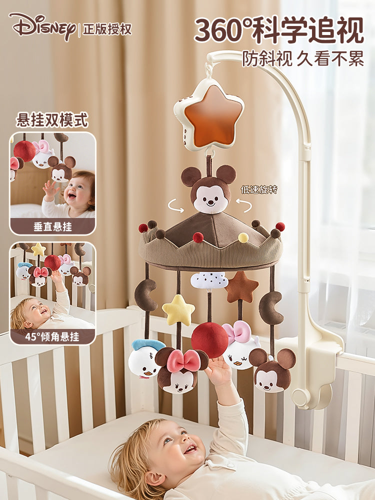 Disney mobil körpə beşiyi başlıqlı musiqi fırlanan asma zınqırovlu yeni doğulmuş körpə arabası asma oyuncaq hədiyyə qutusu