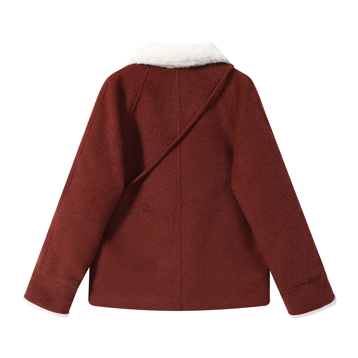 Chola qadınlar üçün qısa qırmızı quzu yun palto, payız və qış, yun astarlı və qalınlaşdırılmış, gözəl və şık yun palto