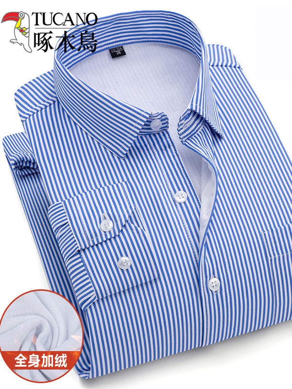 Ağacdələn Qış Kişi İsti Köynəyi, Yun astarlı, Qalın, Orta Yaşlı, Uzunqol Zolaqlı İsti Köynək, Ata Geyimi