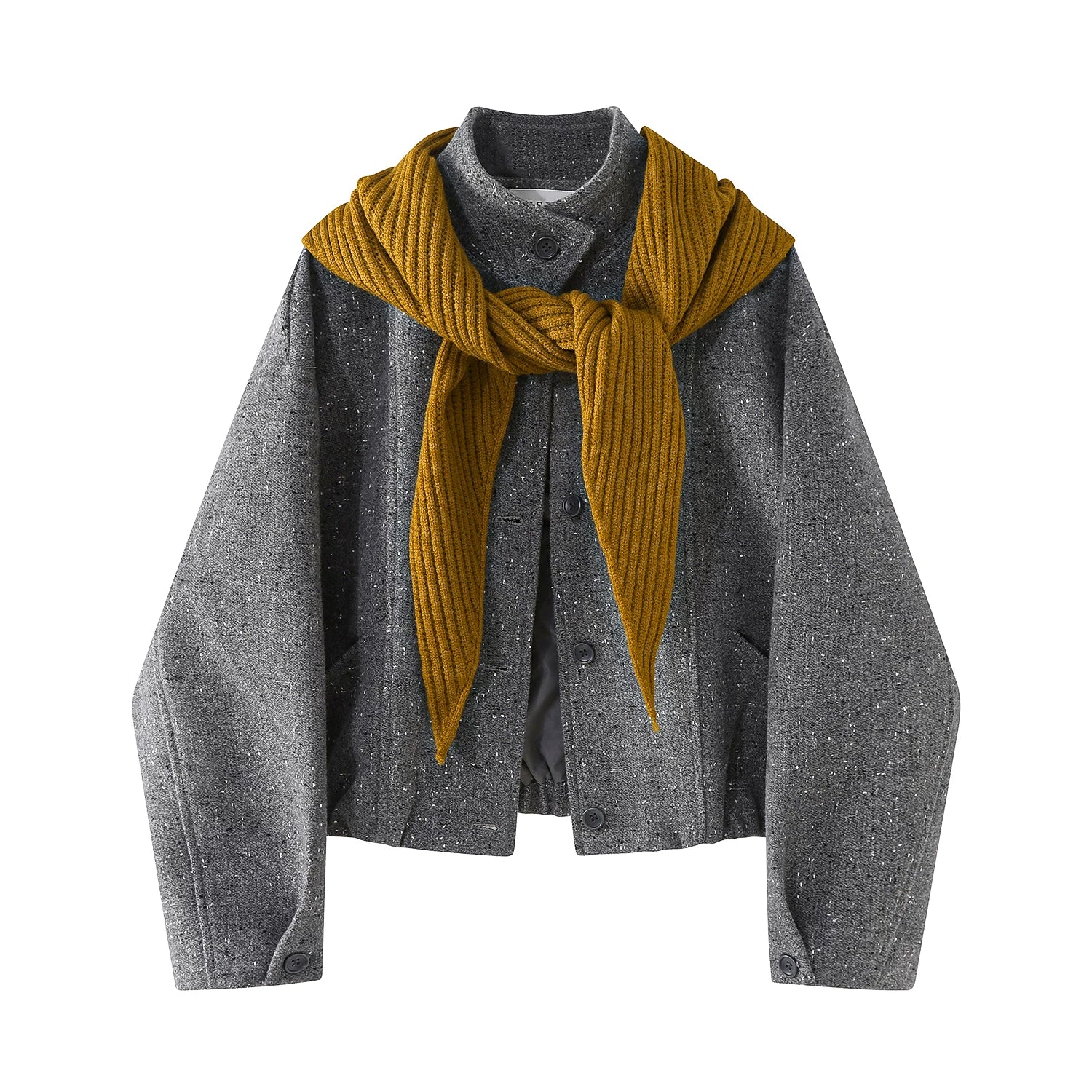 Chorissa Chanel üslubunda qadın gödəkçəsi, 2025 payız/qış yeni gündəlik və çox yönlü dayaqlı gödəkçə, ərik yun top.