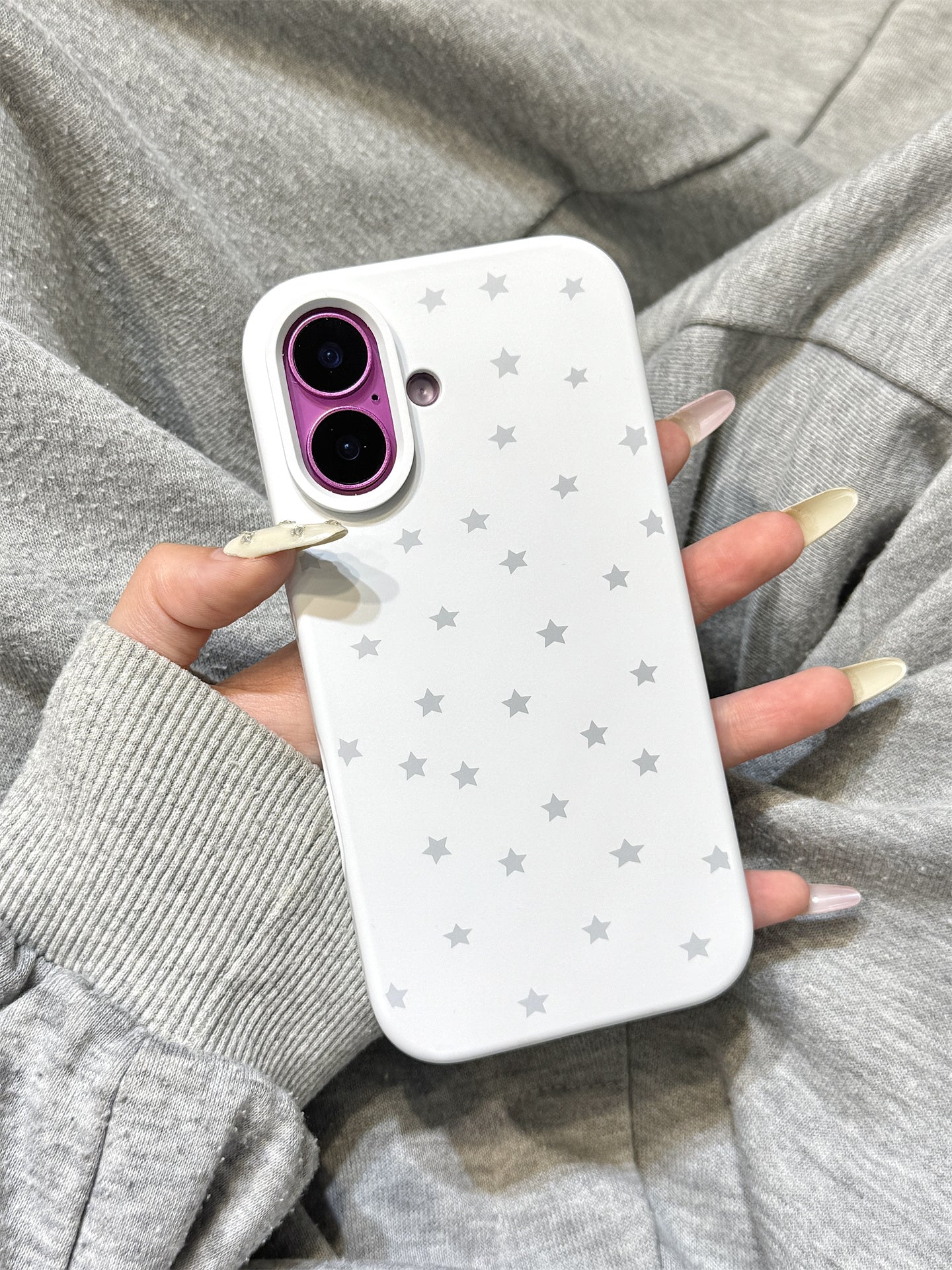 Sadə üslubda şaxtalı maye silikon tam ekranlı boz ulduzlar iphone17promax apple 14 cib telefonu qutusu 15 yeni 16pro qadın 13 qızlı ürək 17Air hər şey daxil, düşməyə qarşı örtük
