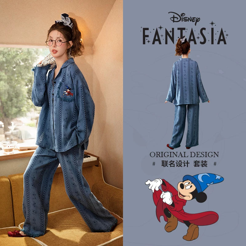 Gongdie [xarici geyinmək olar] Disney Mickey asma gecə paltarı qadınlar üçün təmiz pambıq cizgi filmi V qalstuklu sinə yastığı ev geyimi yay