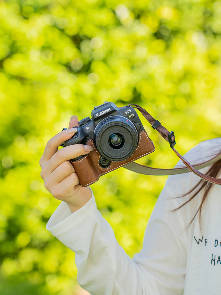 Canon R10 qoruyucu qutu R8 kamera çantası R6 ikinci nəsil baza r100 qabıq R50/R7 dəri qutu R52 aksesuarları RP üçün uyğundur