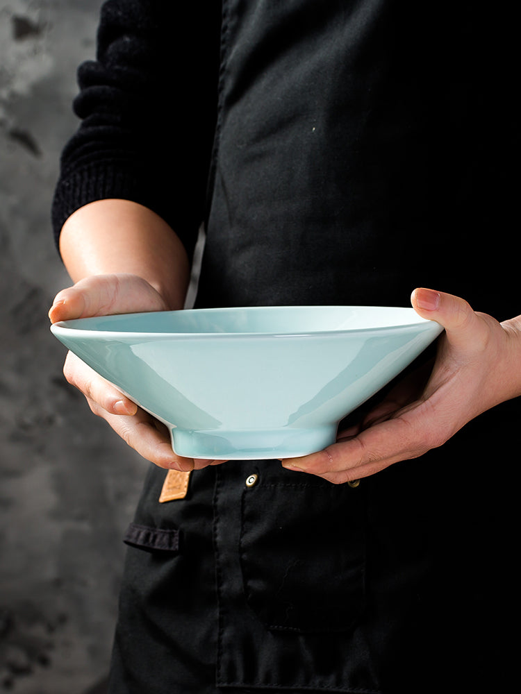 Jingdezhen seladon bambuk papaq qabı, şirli rəngli məişət əriştə qabı, Çin böyük şorba qabı, ticarət Malatang keramika qabları