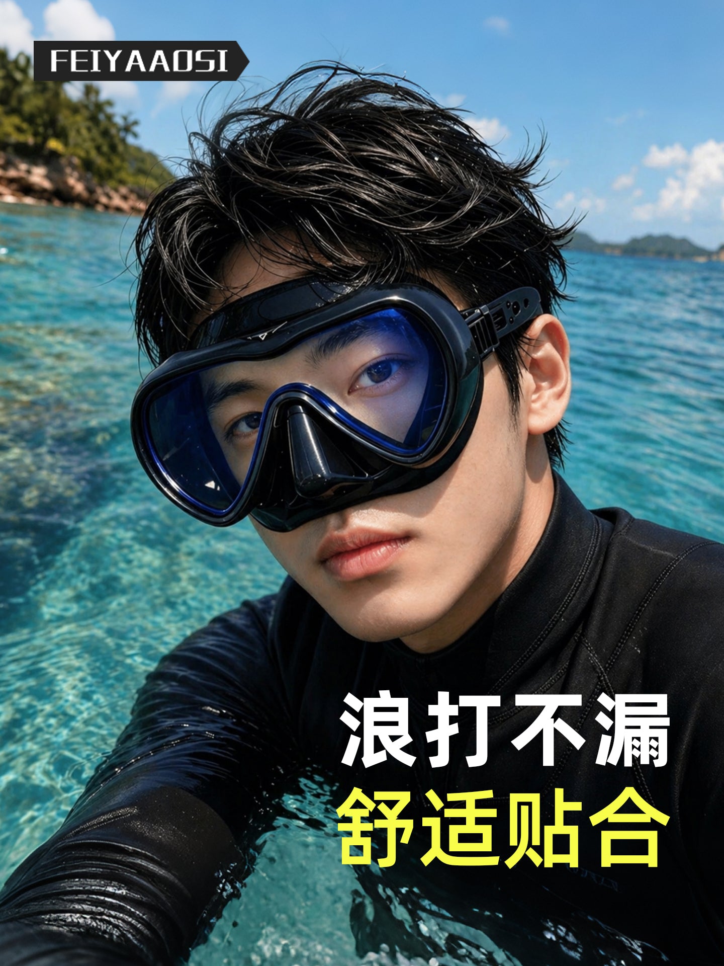 Dalğıc maskası, snorkeling maskası, miyopi güzgüsü, dərəcəli burun mühafizəsi ilə peşəkar pulsuz dalğıc eynəkləri, inteqrasiya olunmuş şnorkel avadanlığı