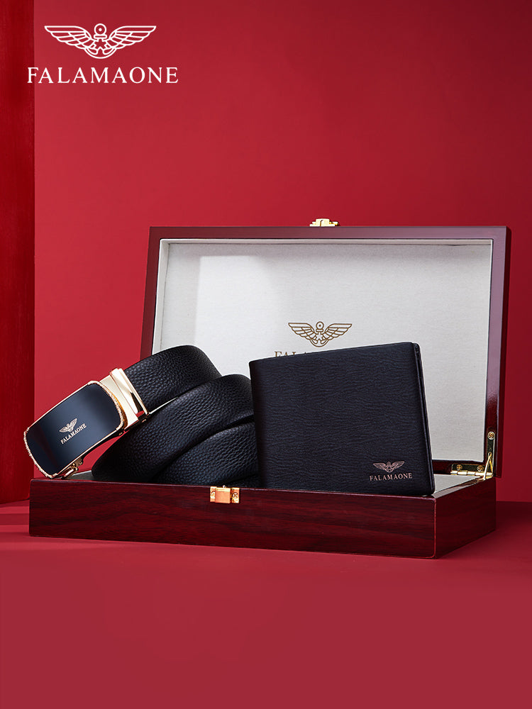 Fala Armani wallet and belt gift set, genuine leather belt for men, high-end brand birthday gift for your lover.