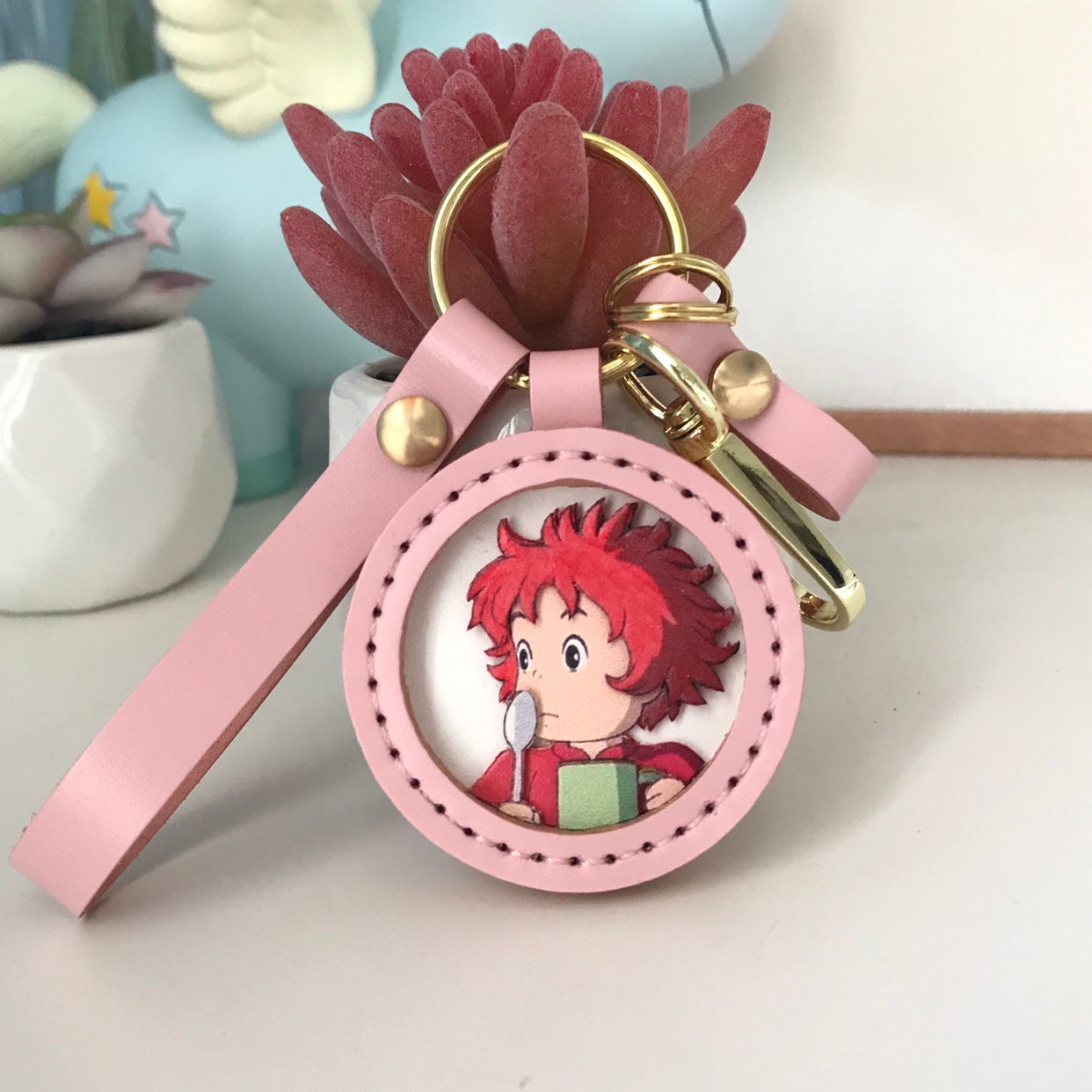 Ponyo Sosuke açar zənciri, əl işi, yaradıcı, fərdiləşdirilmiş avtomobil açarı kulonu, çanta şarfı, cütlüklər üçün ad günü hədiyyəsi.