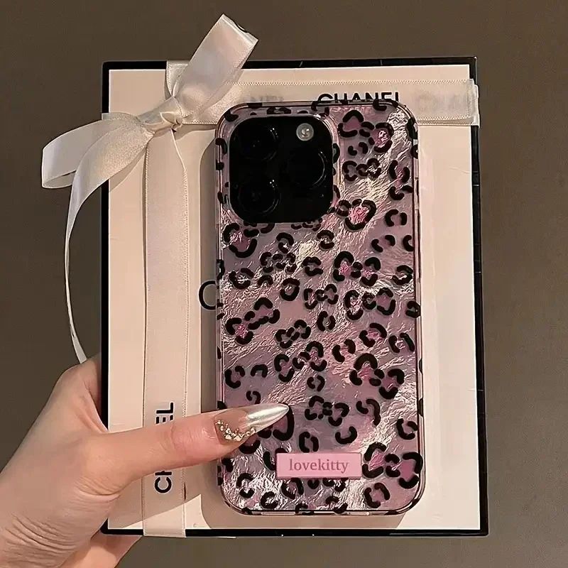 Pink Leopard Pattern Phone Case for iPhone 16 15 14 Pro Max 13