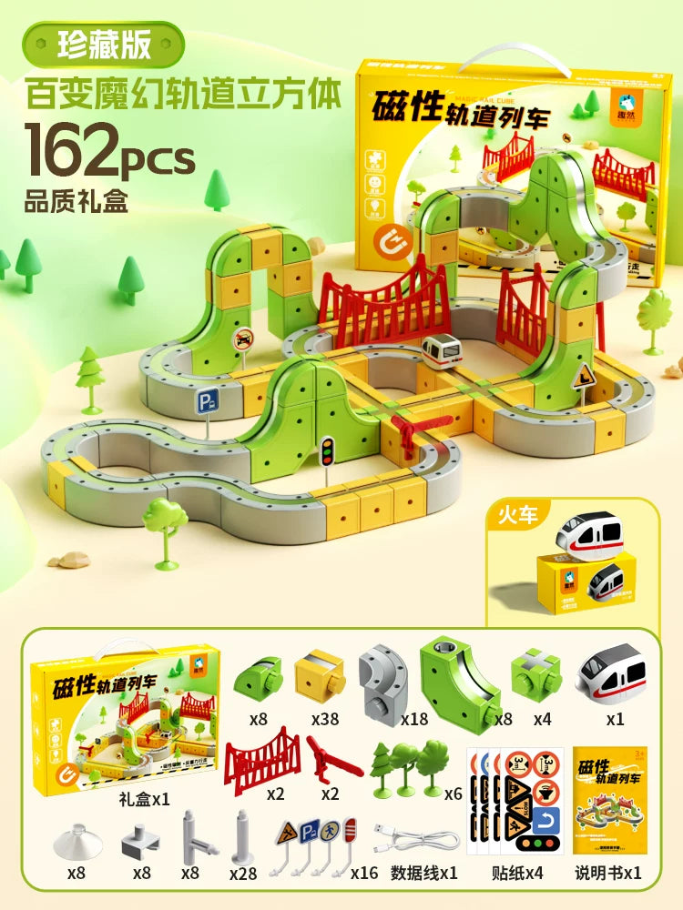 Əyləncəli və Sehrli Maqnit İzli Uşaq Təhsil Yüksək Sürətli Qatar Oyuncağı Oğlanlar və Qızlar üçün DIY Tikinti Blokları Hədiyyə 3