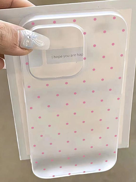 Ins üslubunda Koreya üslubunda çəhrayı polka nöqtə iPhone16pro cib telefonu üçün uyğundur Apple 17ProMax rəngli böyük dəlik 15plus şaxtalı 14/13/12mini yumşaq qabıq sadə 11 yıxılmağa qarşı qoruyucu örtük XR