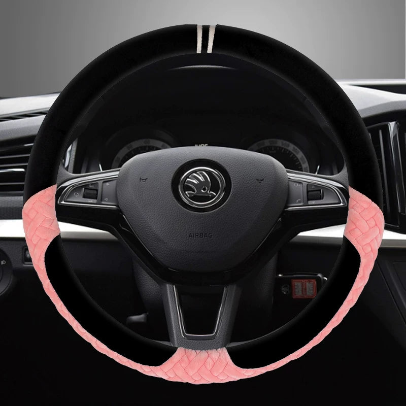 Skoda Octavia, Rapid, Fabia, Superb, Kodiaq, Yeti, Karoq Plush Steering Wheel Cover (Winter)