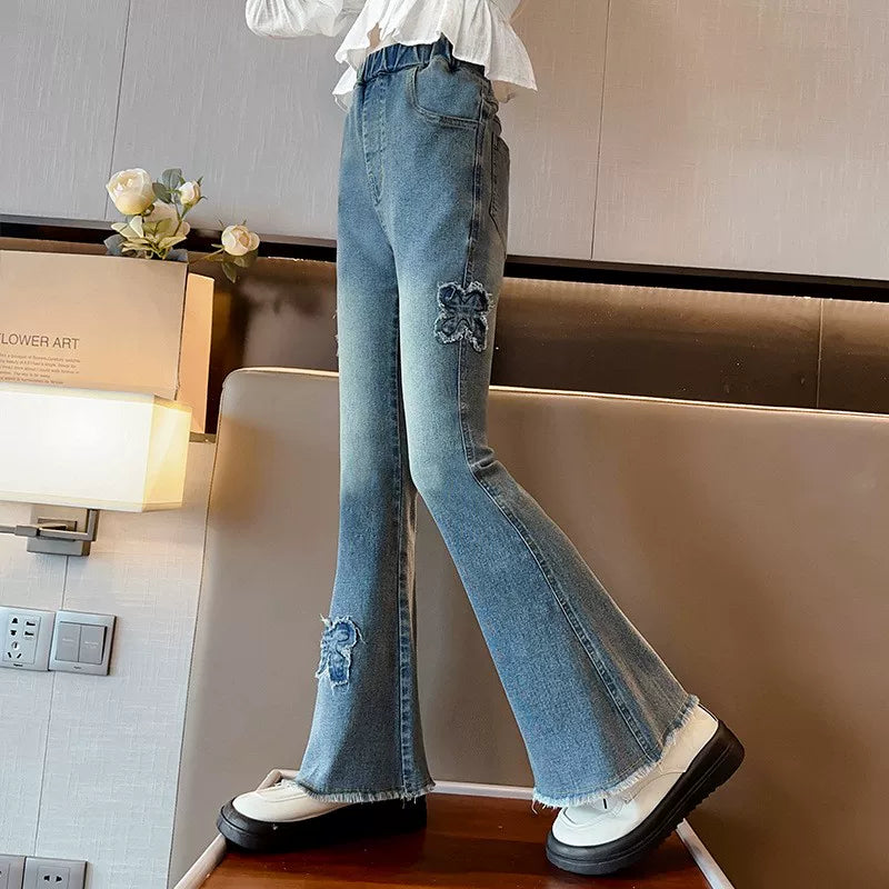 Şalvar Qızlar üçün Uşaqlar Geyimləri Qızlar üçün Körpə Qış Denim Cins Şalvar