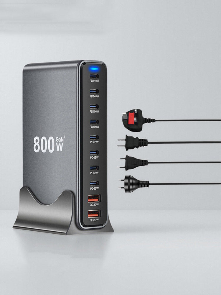 Huawei, Apple 16, Xiaomi telefonları və noutbukları, Böyük Britaniya, AB, Avstraliya və ABŞ standart rozetkaları ilə uyğun gələn yeni GaN 800W sürətli şarjlı çoxportlu USB yüksək güclü PD 140W masaüstü şarj doku.