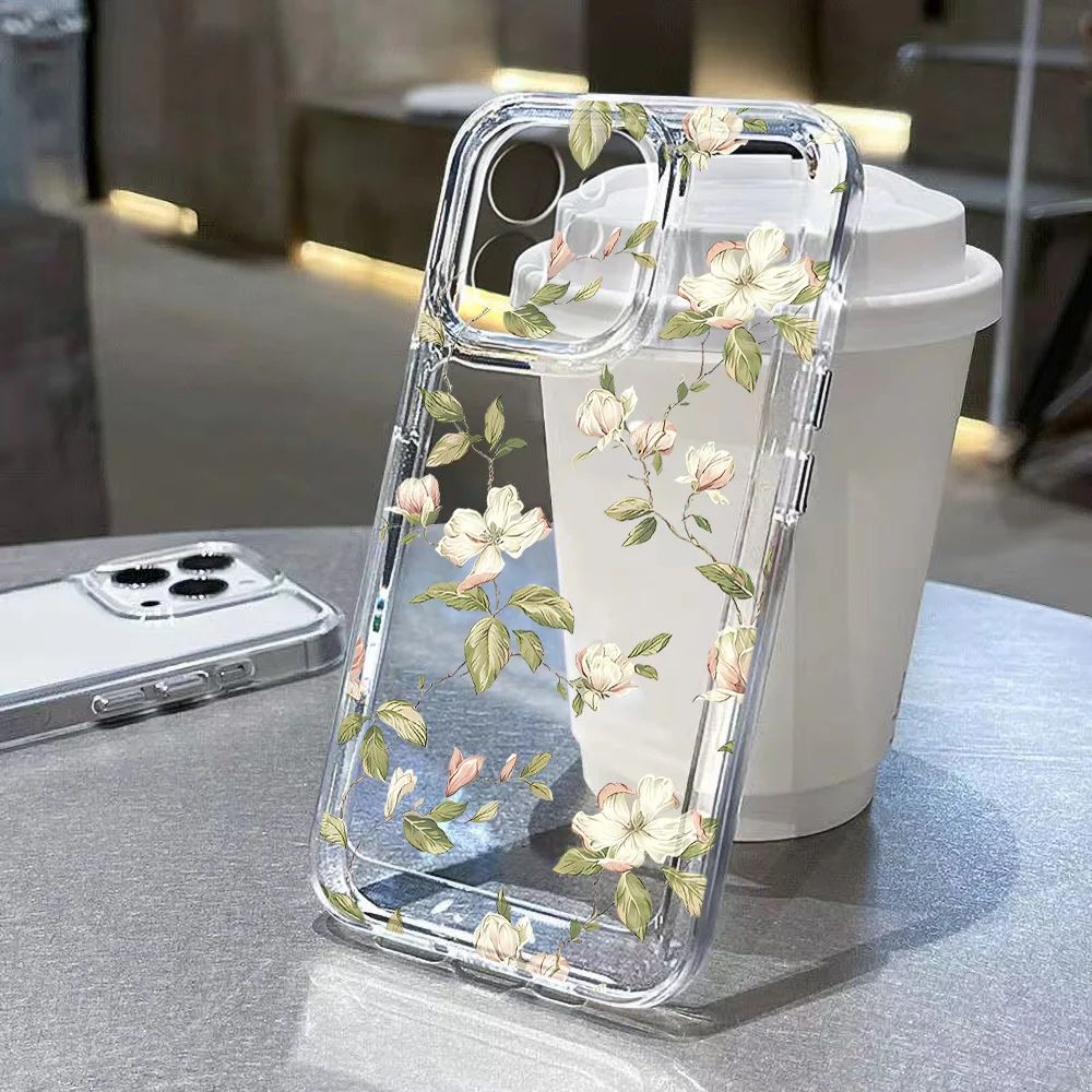 iPhone 16 Pro 13 15 11 12 14 17 Pro Ma üçün çiçəkli telefon qabı