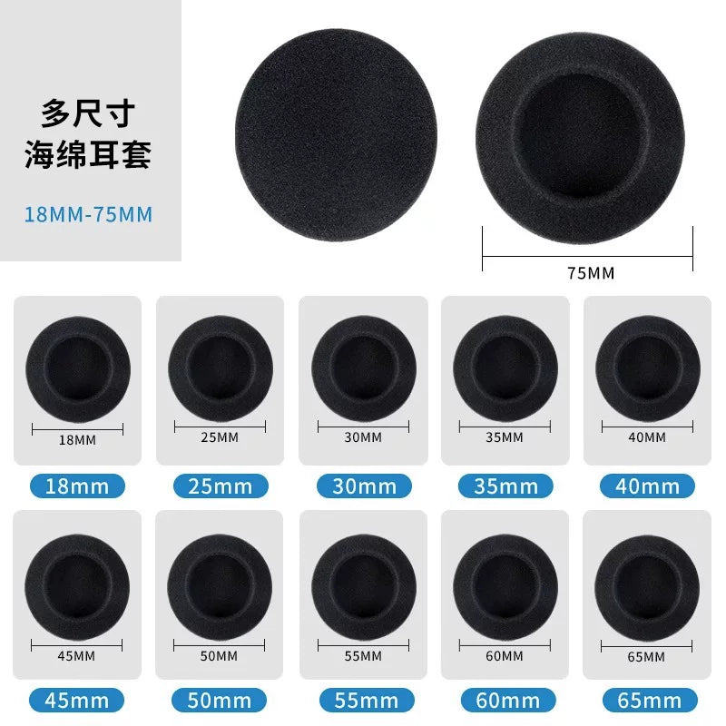 Universal dəyirmi qulaqlıq qapağı 35 40 45 50 55 60 65MM başlıq qatılaşdırılmış süngər qapaq əvəzedici qulaqlıqlar qulaq asma/başa quraşdırılmış/qulaqdaxili qulaqlıqlar pambıq qulaqlıqlar qulaqlıqlar