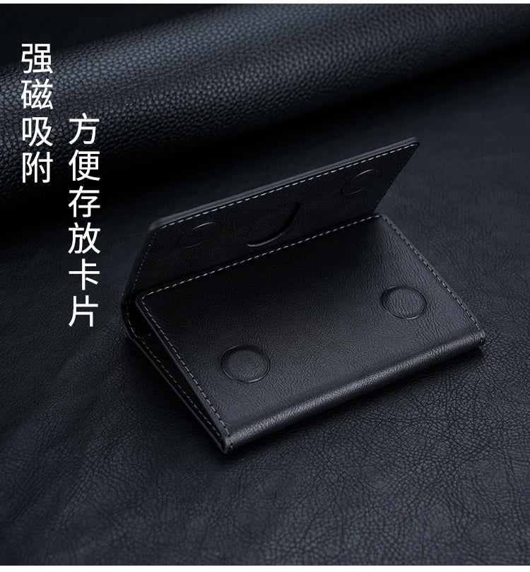 Bütün Apple iPhone modelləri ilə uyğun MagSafe maqnit telefon tutacağı və kart tutacağı. Çoxkartlı yuvası olan üçqat qatlanan çanta.