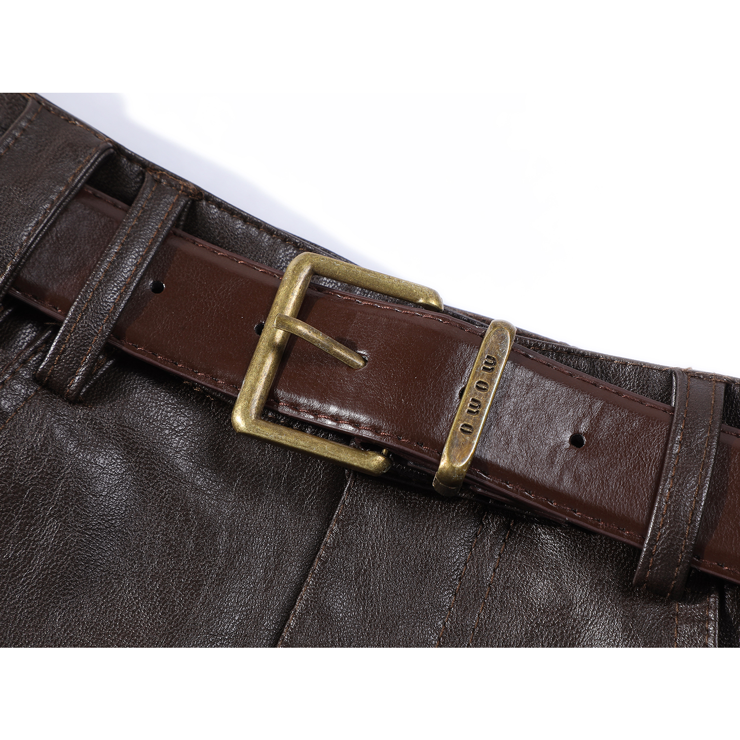 Cholisa Qəhvəyi PU Bodycon Mini Dəri Ətək Qadın Payız/Qış 2026/Erkən Yaz Maillard Yüksək Belli A-Xəttli Qısa Ətək