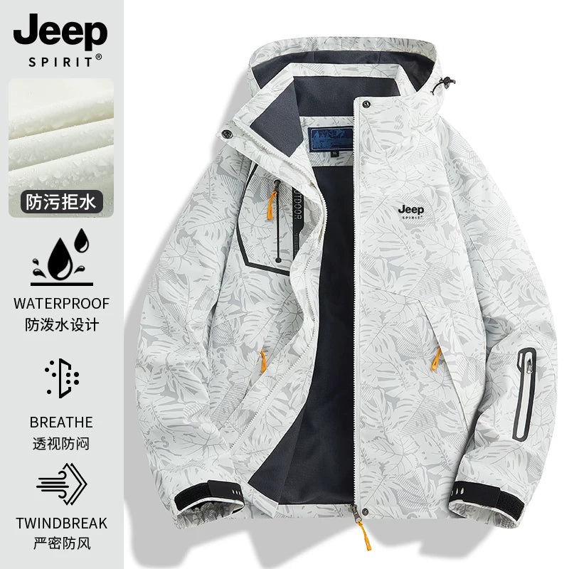 JEEP Kişilər üçün 2025-ci il Yeni Model Yaz, Payız və Qış Üçlü Birdə Yun Astarlı Qalın Kişi Üst Geyimləri