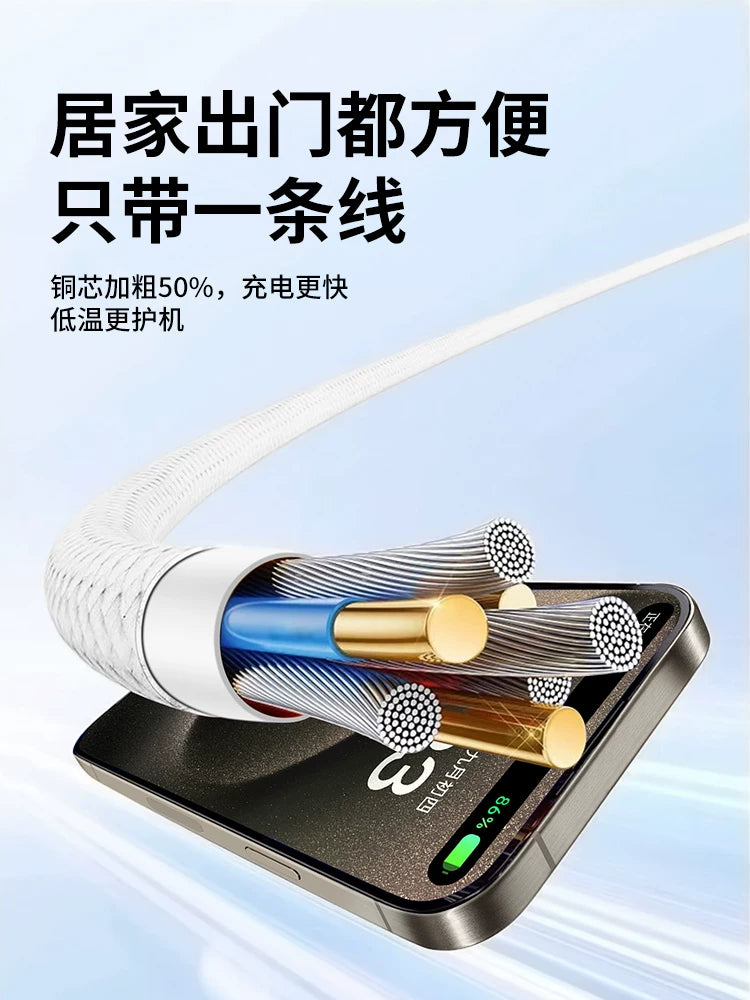 Huawei və Apple üçün uyğundur ikisi birdə şarj kabeli 17promax birdən ikiyə məlumat kabeli PD sürətli enerji dolduran Type-c cüt başlı İldırım interfeysi ultra qısa 15 sm avtomobil portativ adapter örgüsü