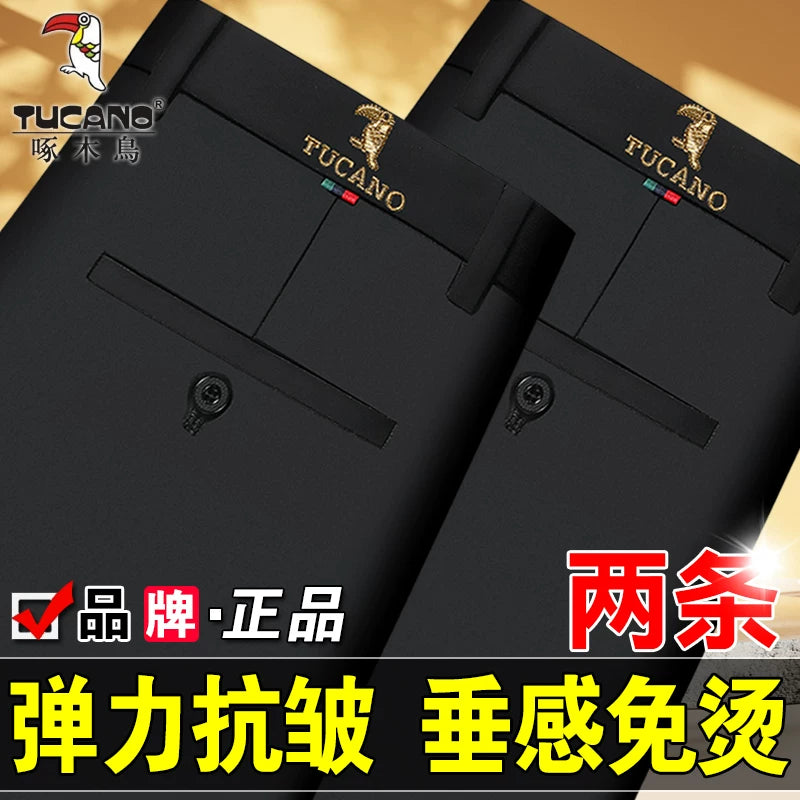 Woodpecker 2025 Yeni Kişi Gündəlik Şalvarı, Qış Yun Astarlı Qalın Şalvar, Düz Ayaqlı Boş Uzun Şalvar, Orta Yaşlılar üçün Don Şalvarı