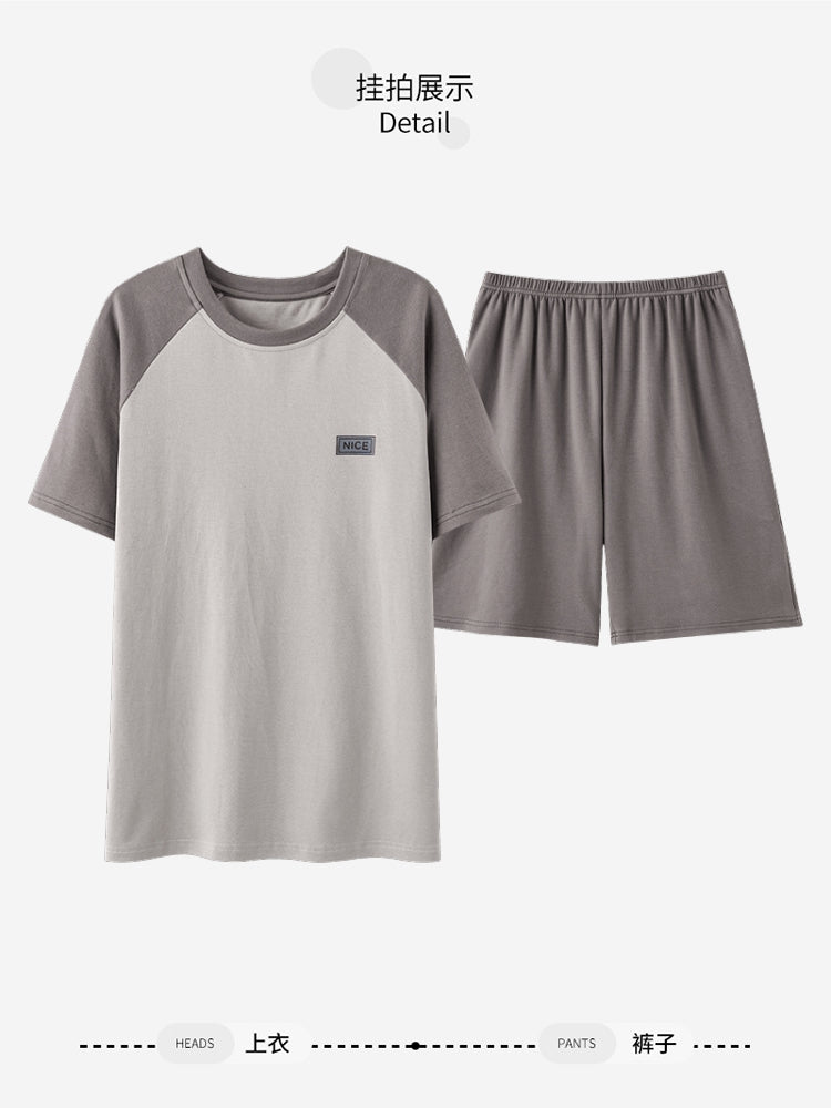 Palando xalis pambıq pijama kişi yay qısaqol şort boş böyük ölçülü çöldə geyinmək olar yeniyetmə ev paltarı dəsti