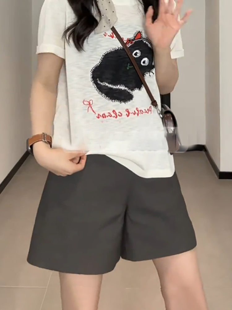 Qadınlar üçün böyük ölçülü gündəlik çoxfunksiyalı kostyum şalvar, yüksək belli, dörddə dördə qədər uzunluqda, 2026-cı il yay stili, arıqladıcı şort, arıqlama üçün arıqlama şortu.