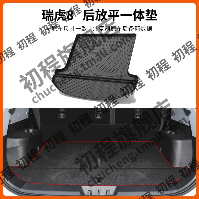 Chery 5-ci Nəsil Tiggo 8 Plus avtomobil aksesuarları üçün uyğundur L8pro baqaj döşəməsi TPE 25 model 26 düz lay